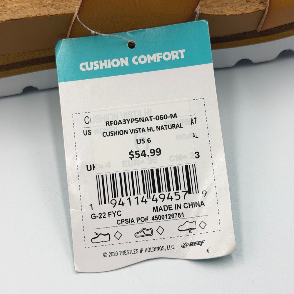 Reef Cushion Vista Hi Women Size 6 Natural NWT Platform Slide Sandal RF0A3YP5NAT - Picture 12 of 13